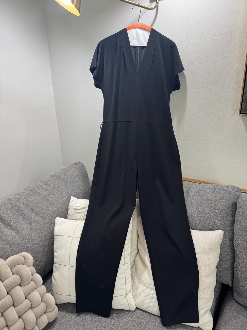 Halston Heritage Black V-Neck Wide-Leg Jumpsuit